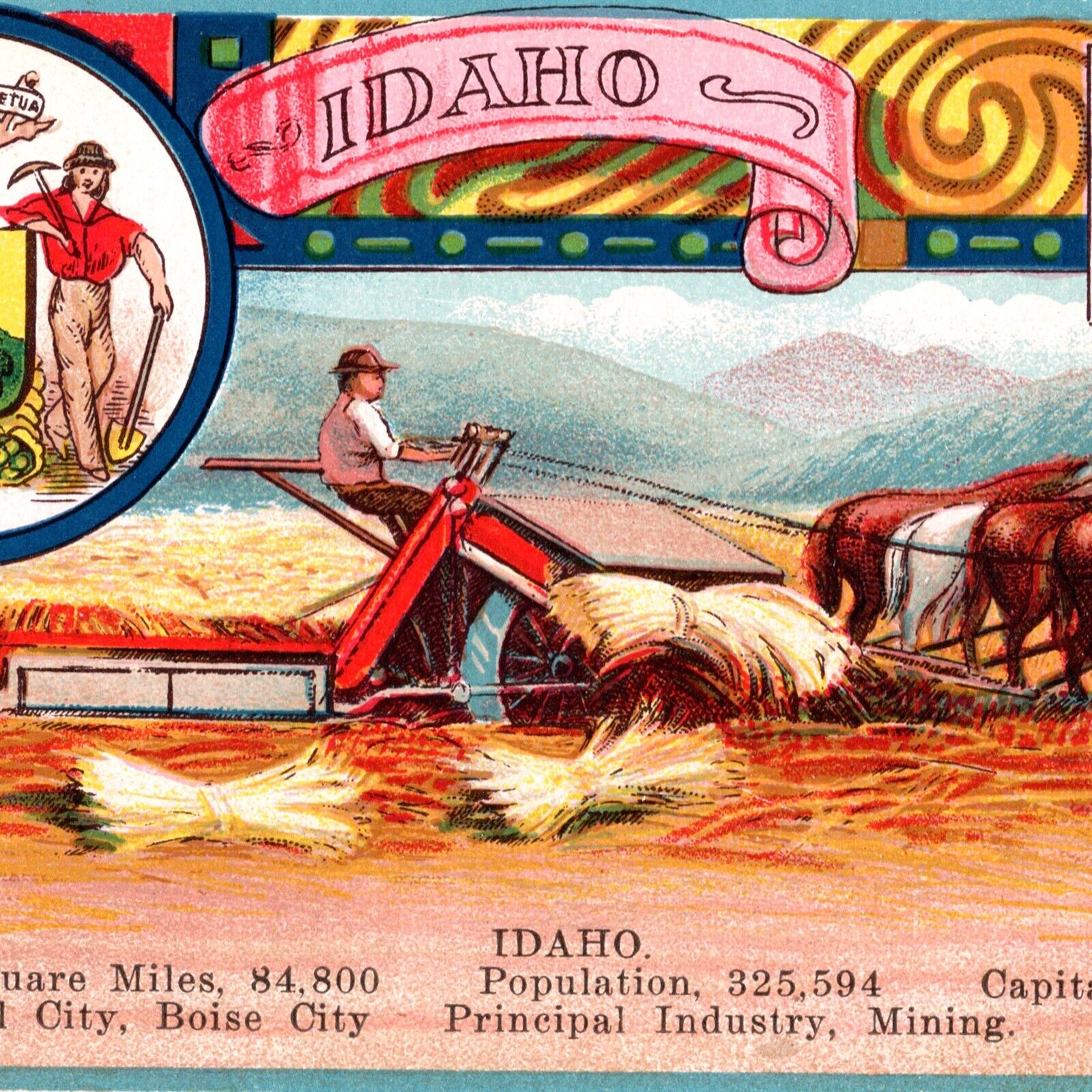 c1912 Idaho State Tip-Top Bread Premium Insert Trade Card Wolf And Company Farm