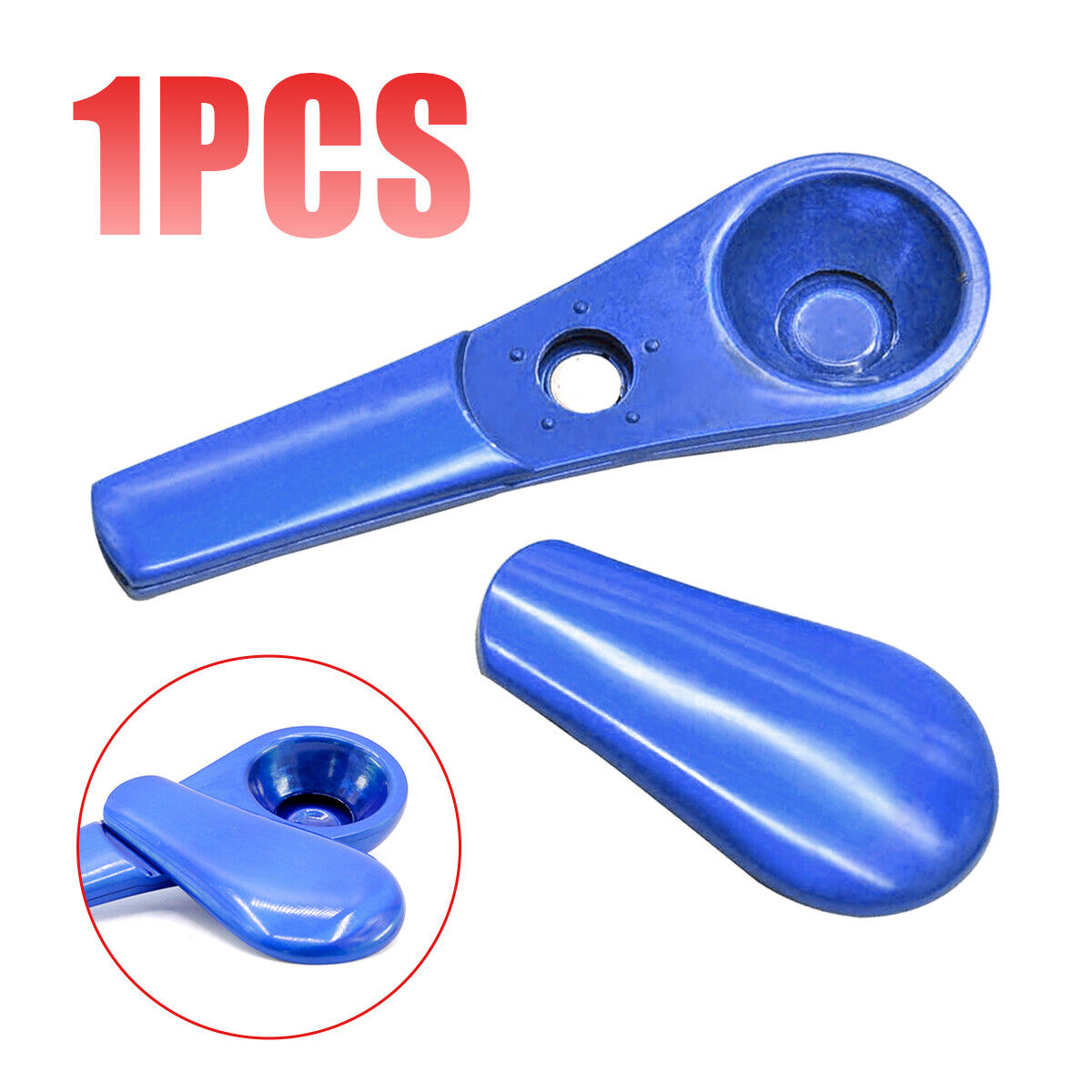 Portable Magnetic Metal Spoon Smoking Pipe Silver With Gift Box - Blue
