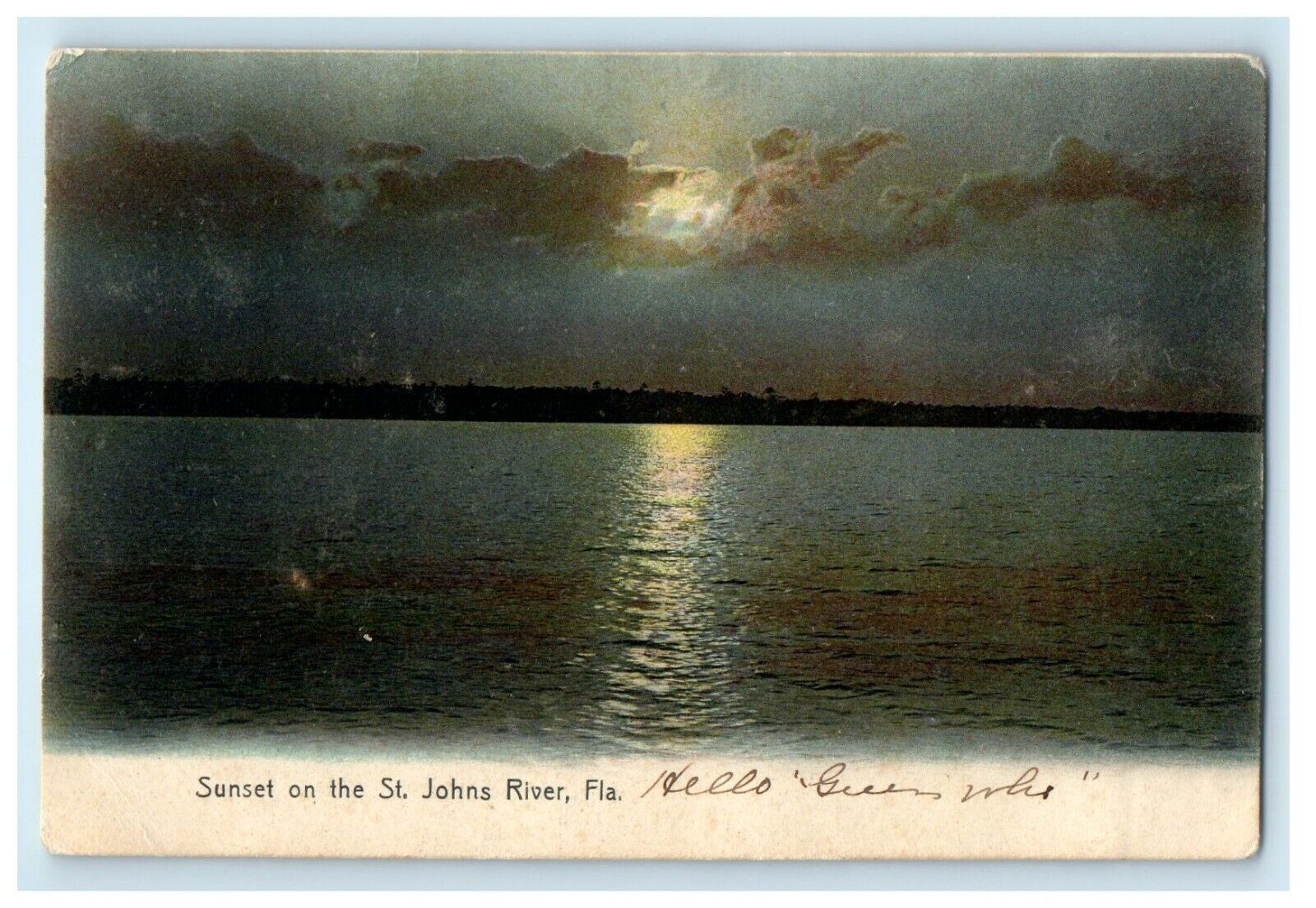 c1910\'s View Of Sunset On The St. John\'s River Palatka Florida FL Postcard