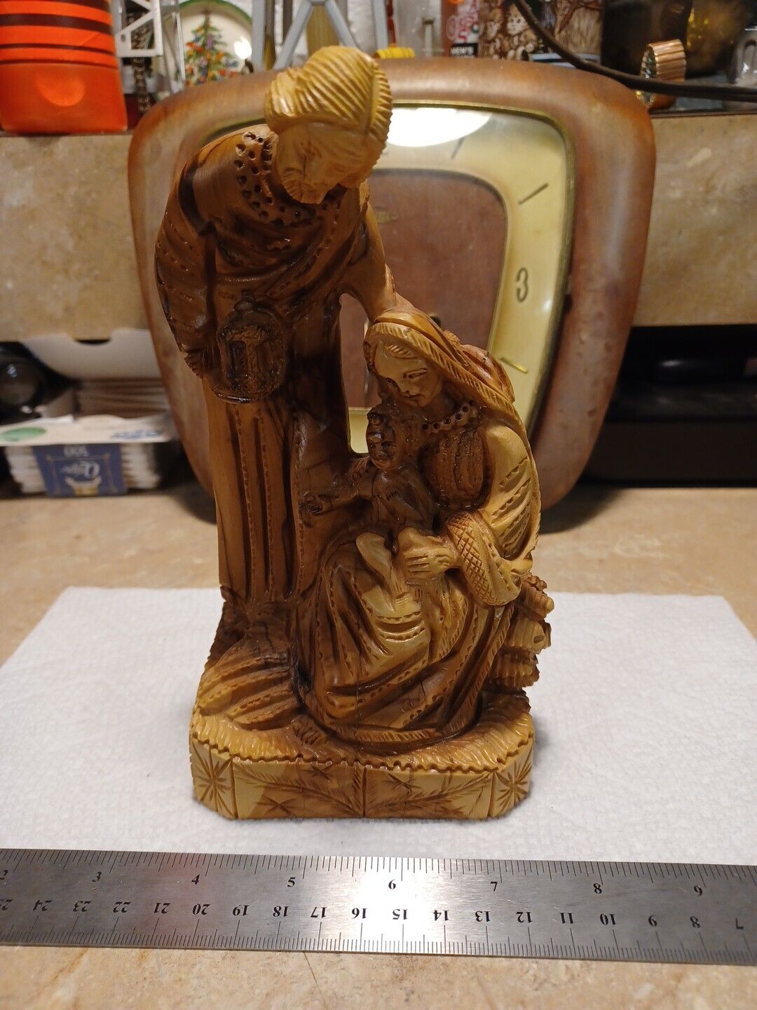 The Holy Family Made of Olive Wood From Holy Land Bethlehem Hand Carved Statue