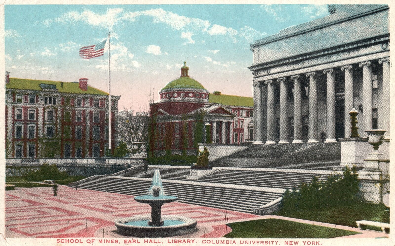 Vintage Postcard 1920\'s School Of Mines Earl Hall Library Columbia University NY
