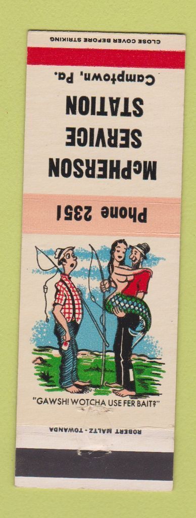 Matchbook Cover - McPherson Service oil gas Camptown PA hillbilly