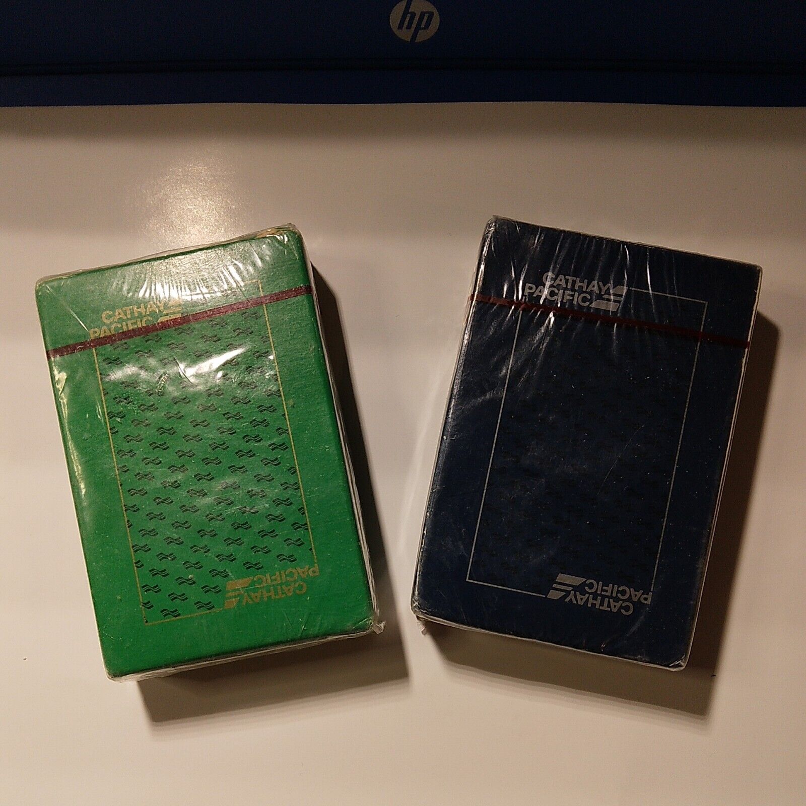 Vintage, Cathay Pacific Playing Cards, 2 sealed boxes, blue and green