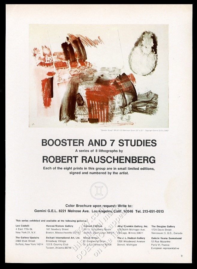 1967 Robert Rauschenberg Booster Study art Gemini GEL vintage print ad