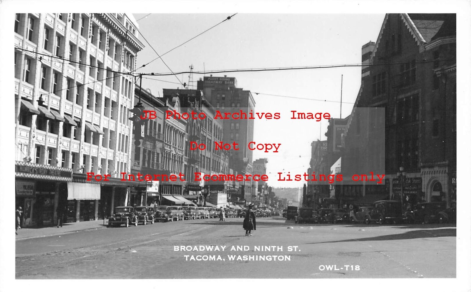 WA, Tacoma, Washington, RPPC, Broadway & 9th Street, Photo No OWL-T18