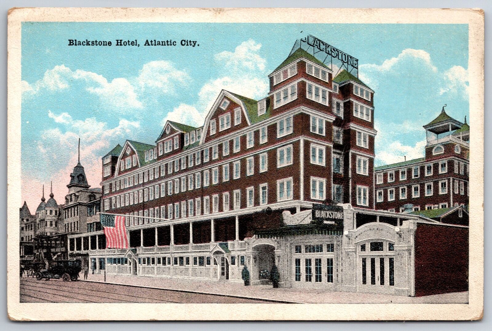 Atlantic City New Jersey~Blackstone Hotel Flies US Flag~1920s Postcard