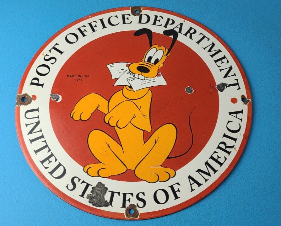 Vintage Post Office Department Sign -  US MAIL Carrier Gas Pump Porcelain Sign