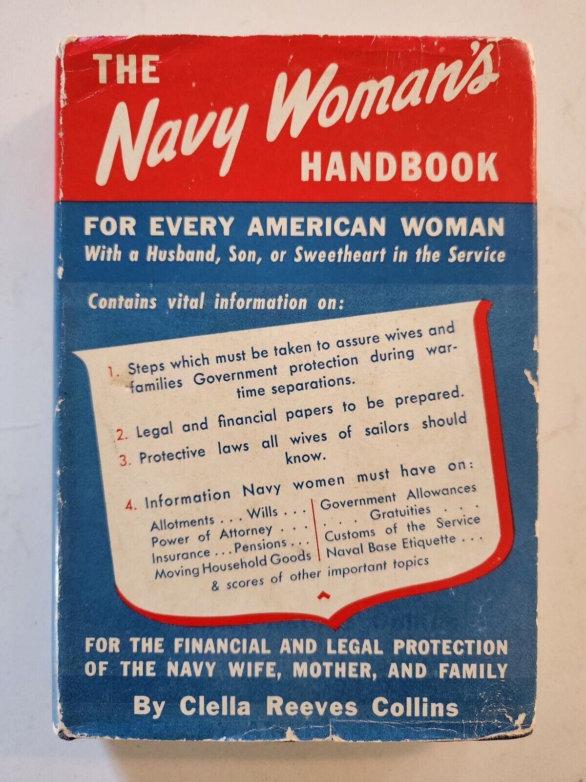 WWII United States Navy Women\'s Handbook 1943 Clella Reeves Collins WW2 US Book