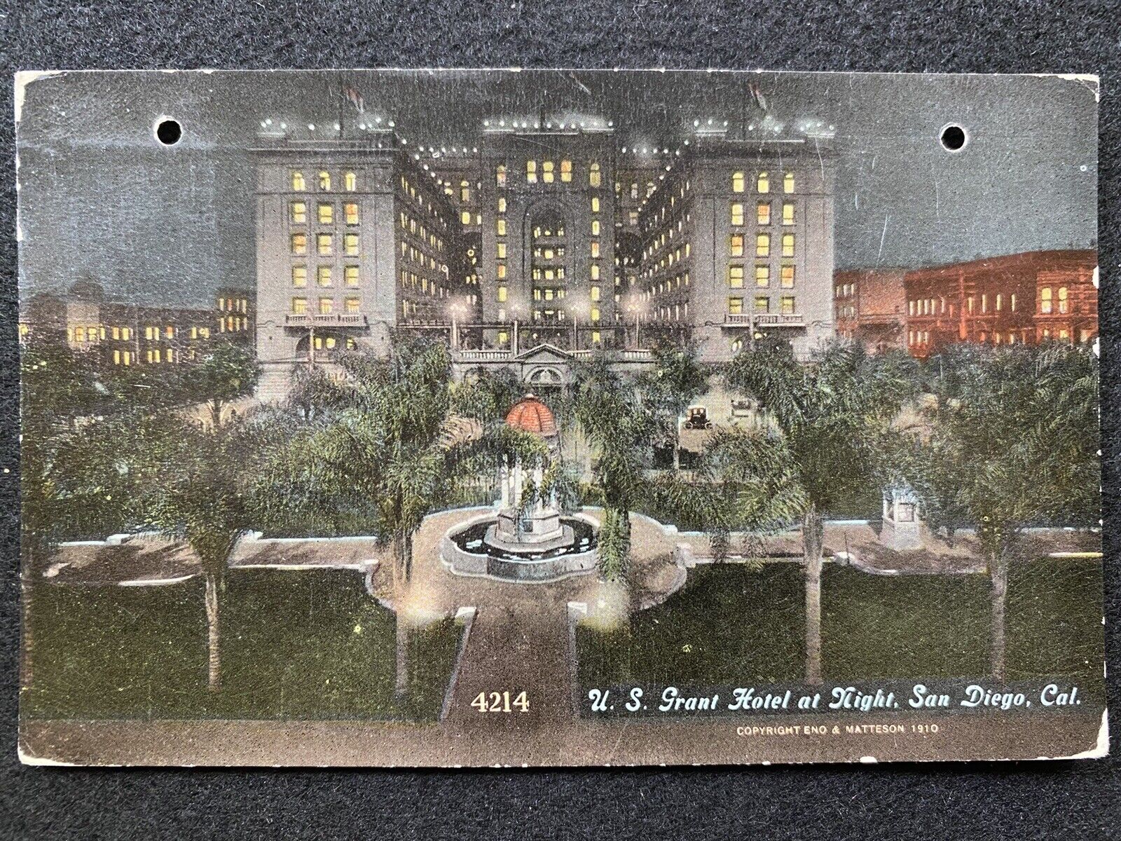 San Diego California CA US Grant Hotel 1914 Antique Photo Postcard
