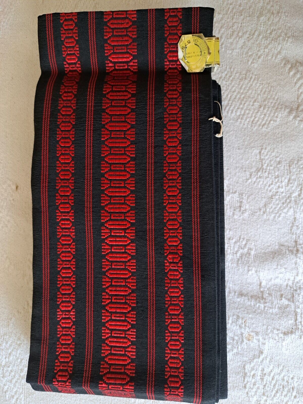 Japanese Men\'s Vintage Red & Black KAKU OBI Kimono Belt 2-sided Cotton  Unused