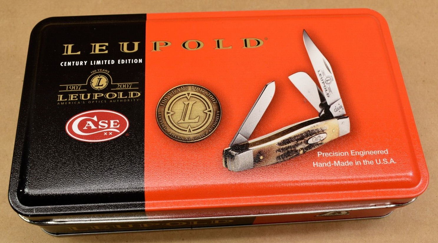 Case XX Leupold Century Limited Edition Knife & Coin *TIN ONLY NO KNIFE NO COIN*