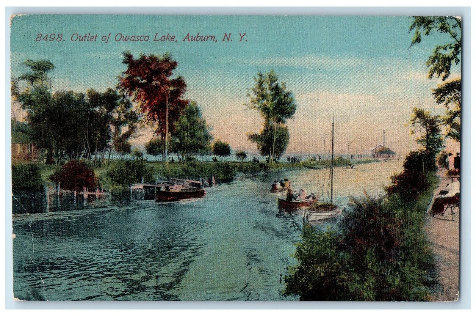 c1910's Outlet Of Owasco Lake Scene Vintage Auburn New York NY Unposted Postcard