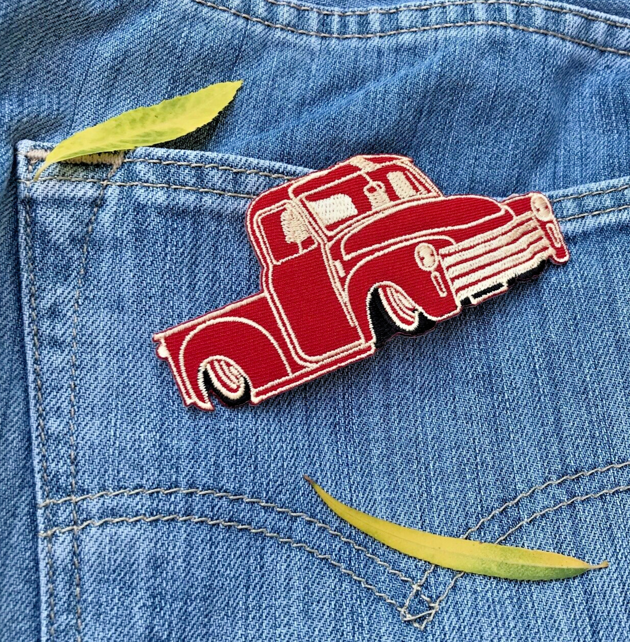 Vintage Old Red 1953 Chevy Truck Auto Embroidered Patches Pickup Car Model Badge