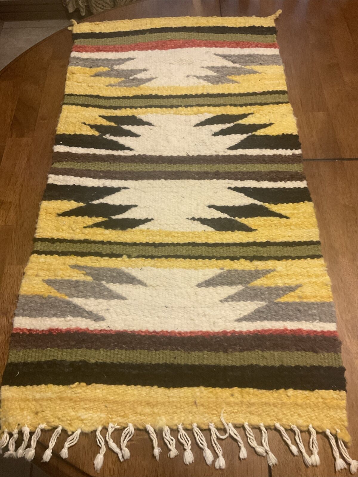VINTAGE NATIVE AMERICAN STYLE RUG WALL TABLE TEXTILE WOVEN  32”x17”