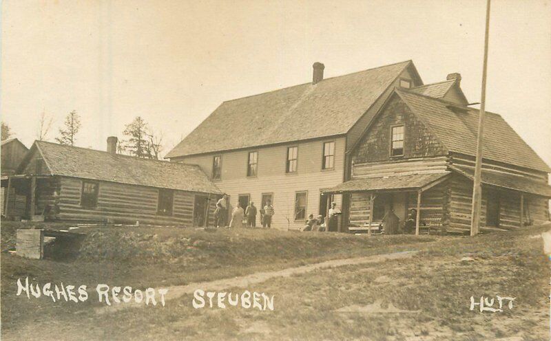 Michigan Steuben C-1910 Hughes Resort Hutt RPPC Photo Postcard 22-6340