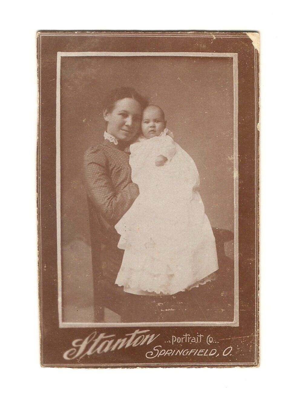 1902 Antique CDV Photo Young Victorian Mother & Baby Kid Child Springfield Ohio