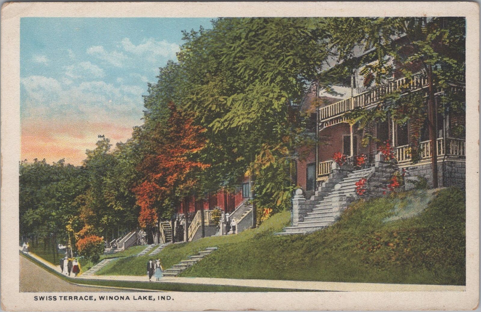 Swiss Terrace Winona Lake Indiana Postcard