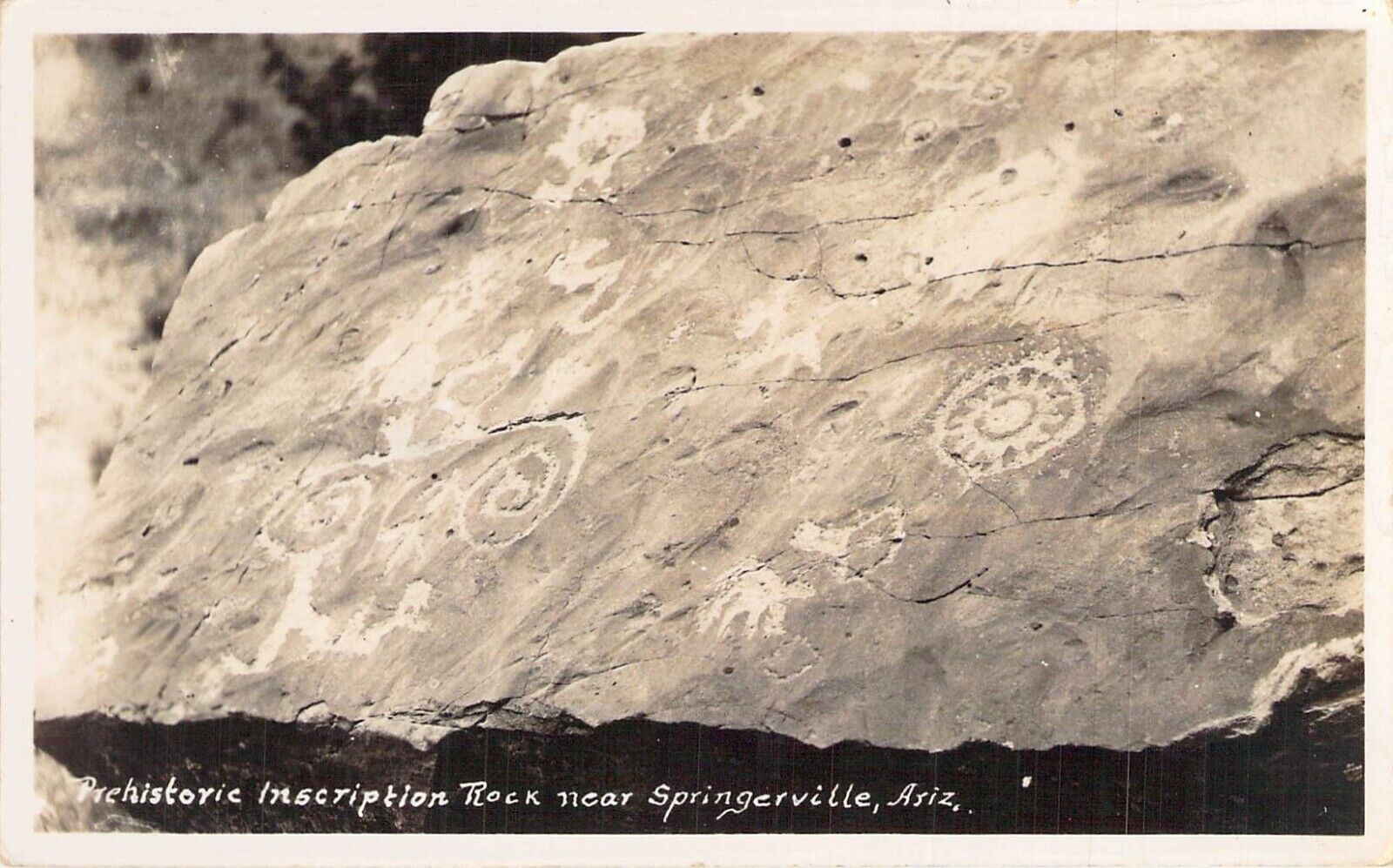 Prehistoric Inscription Rock near Springerville, Az., Posted 1936, RPPC