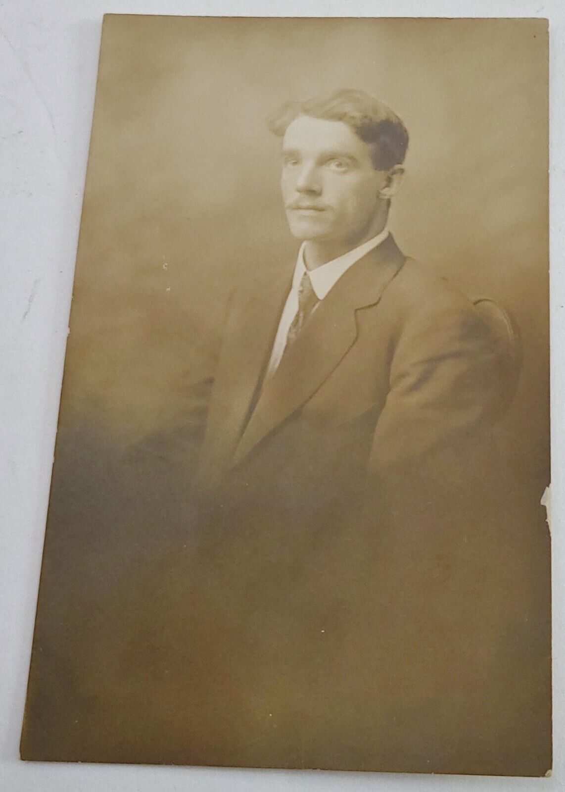 Antique Real Photo Postcard Young Man in Suit Unmailed