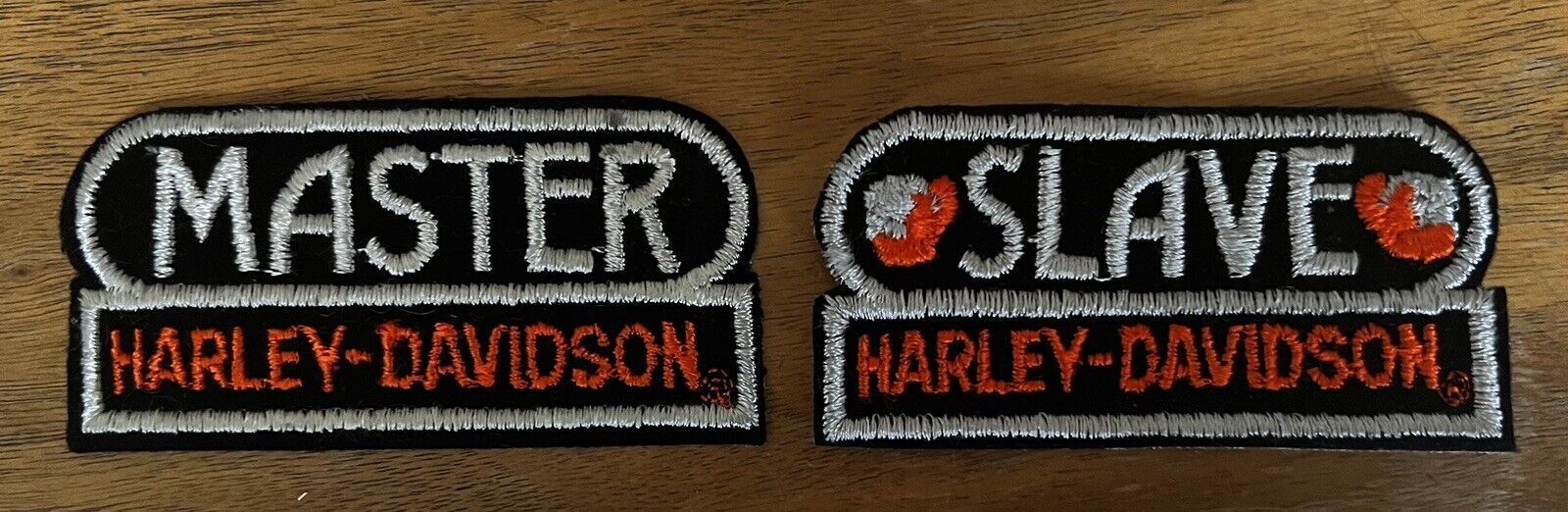 Vintage Harley Davidson Patch Iron On Master And Slave  Pair