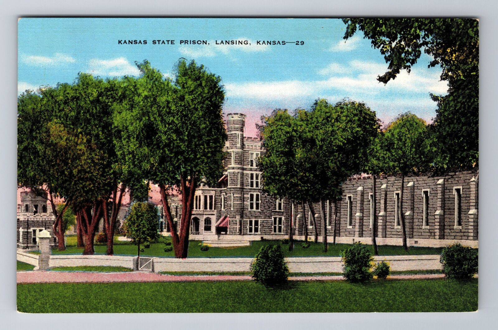 Lansing KS-Kansas, State Prison & Grounds, Antique Vintage Souvenir Postcard