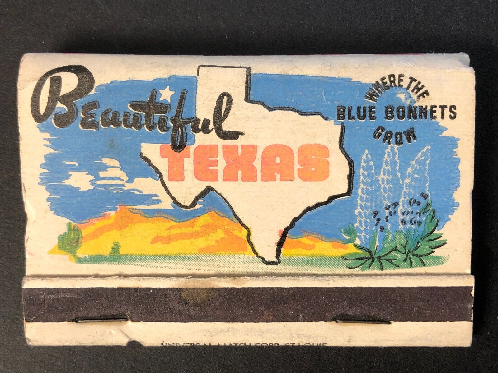 Beautiful Prosperous Texas Vintage Matchbook w/ Oil Derricks c1940's-50's Scarce