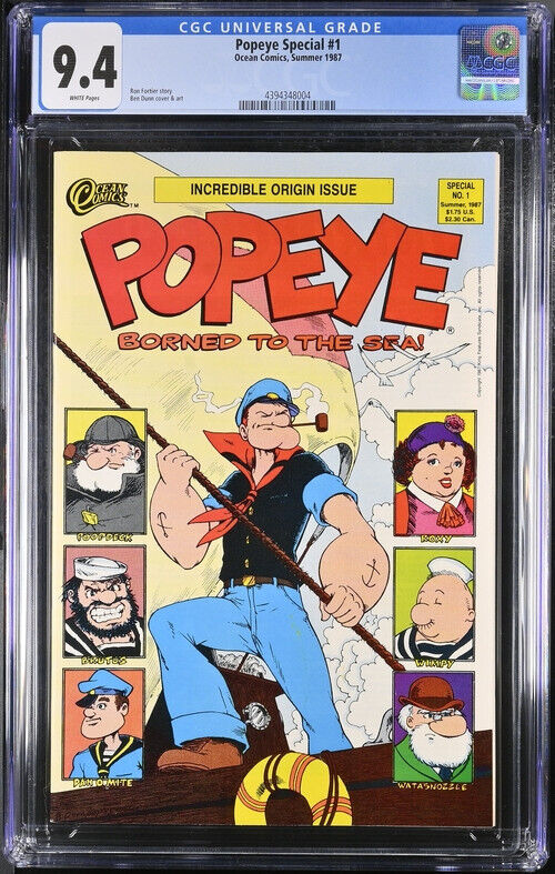 Popeye Special #1**Borned to the Sea**CGC Grade 9.4**White Pages