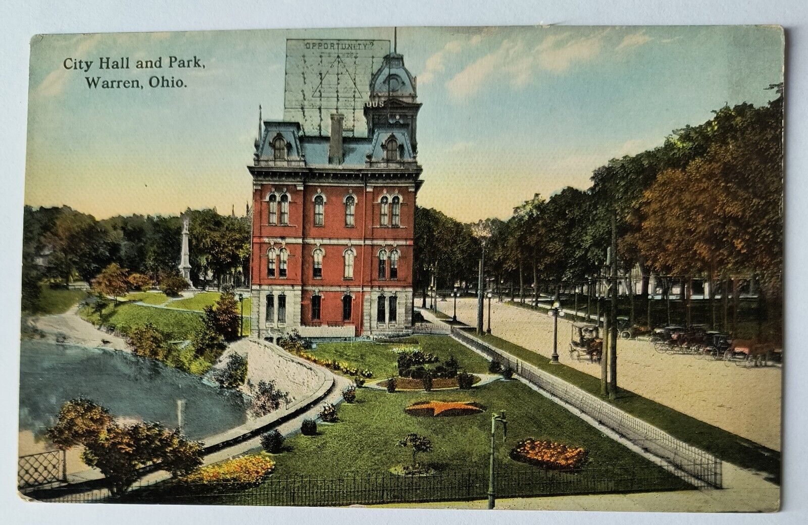Warren OH Ohio City Hall & Park Vintage Postcard L8