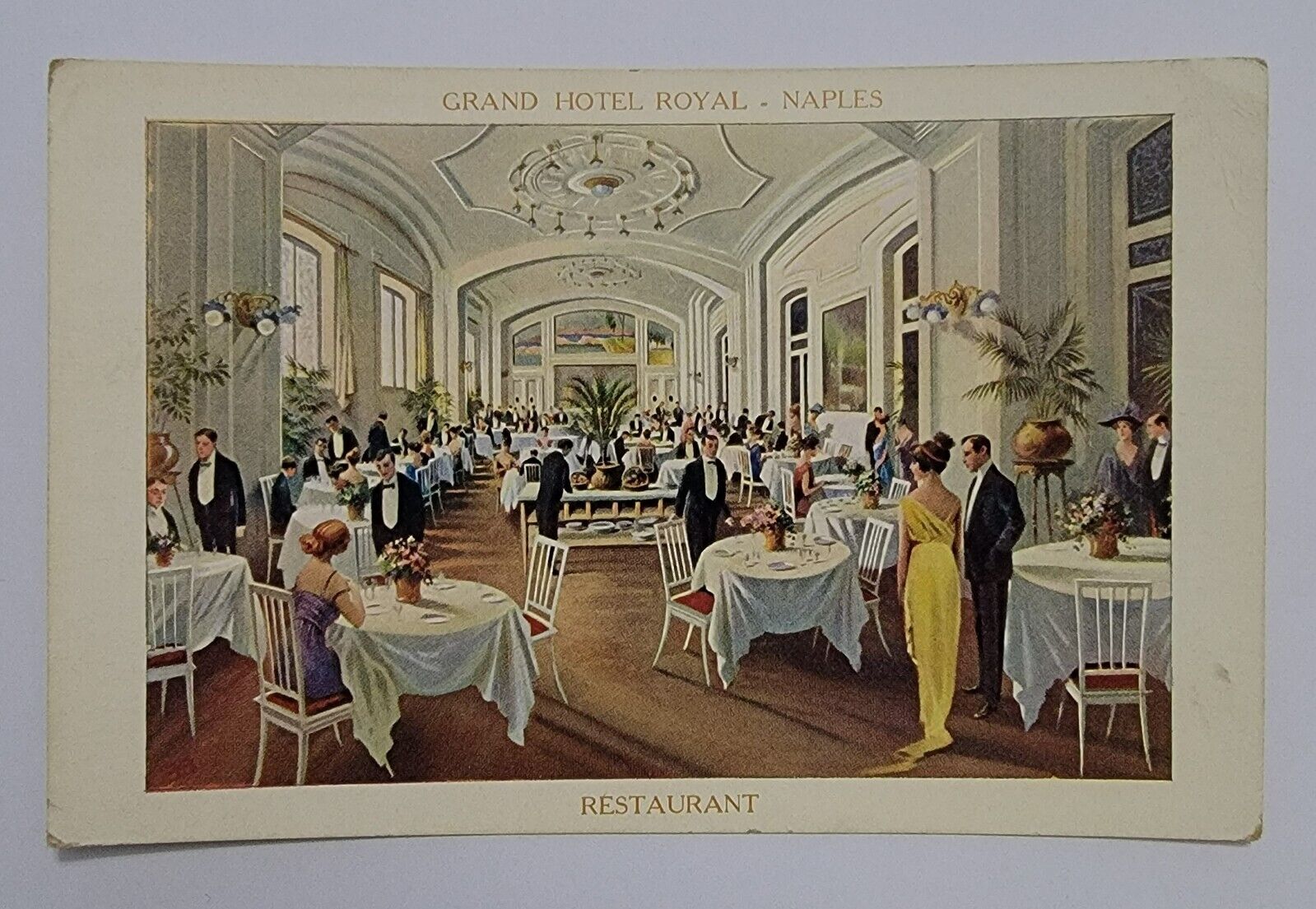 Grand Hotel Royal - Naples Restaurant  Unposted Vintage Postcard Very Rare