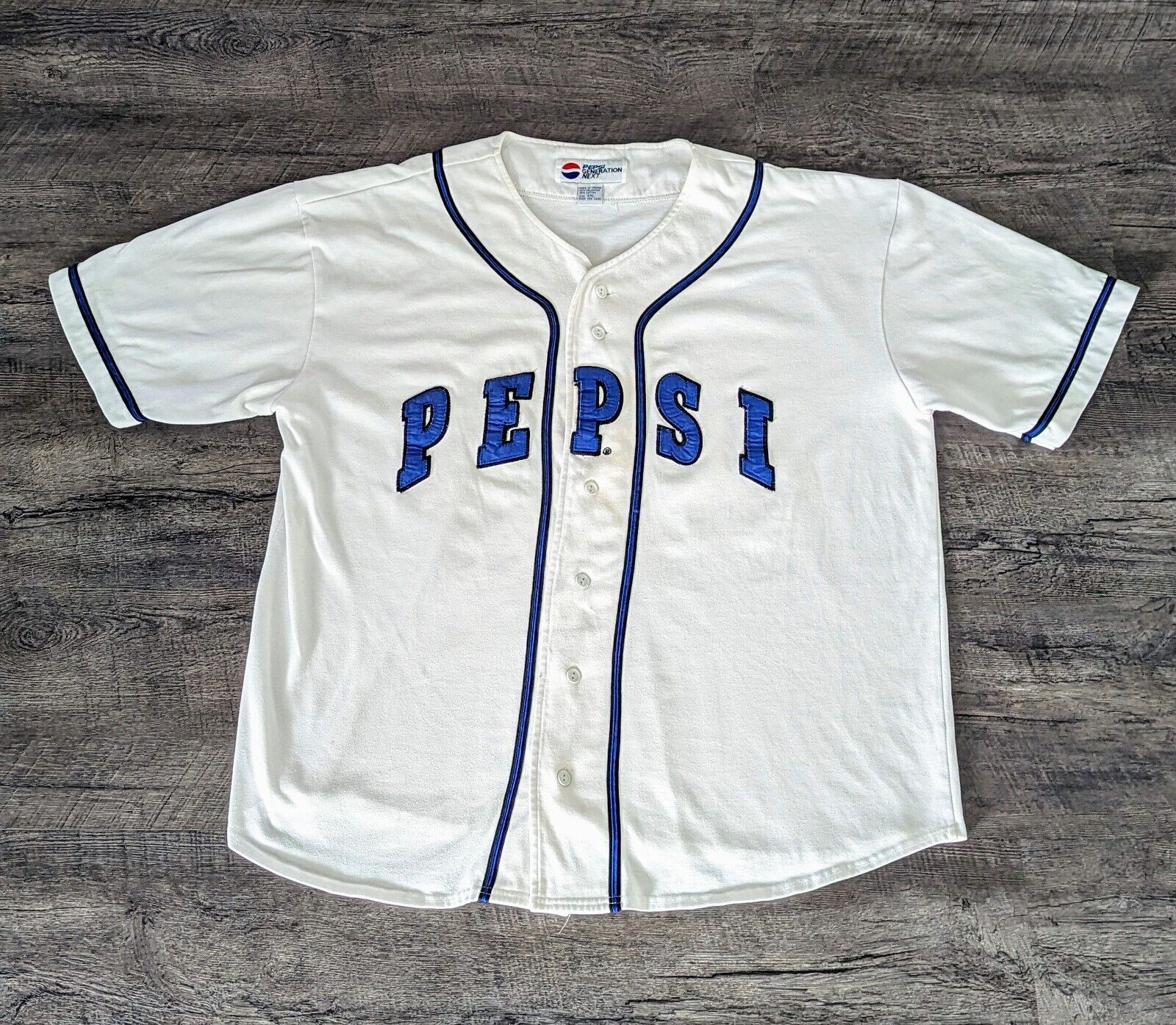 Pepsi-Cola Generation Next 90s Stitched Button Down Baseball Jersey Size XXL Y2K