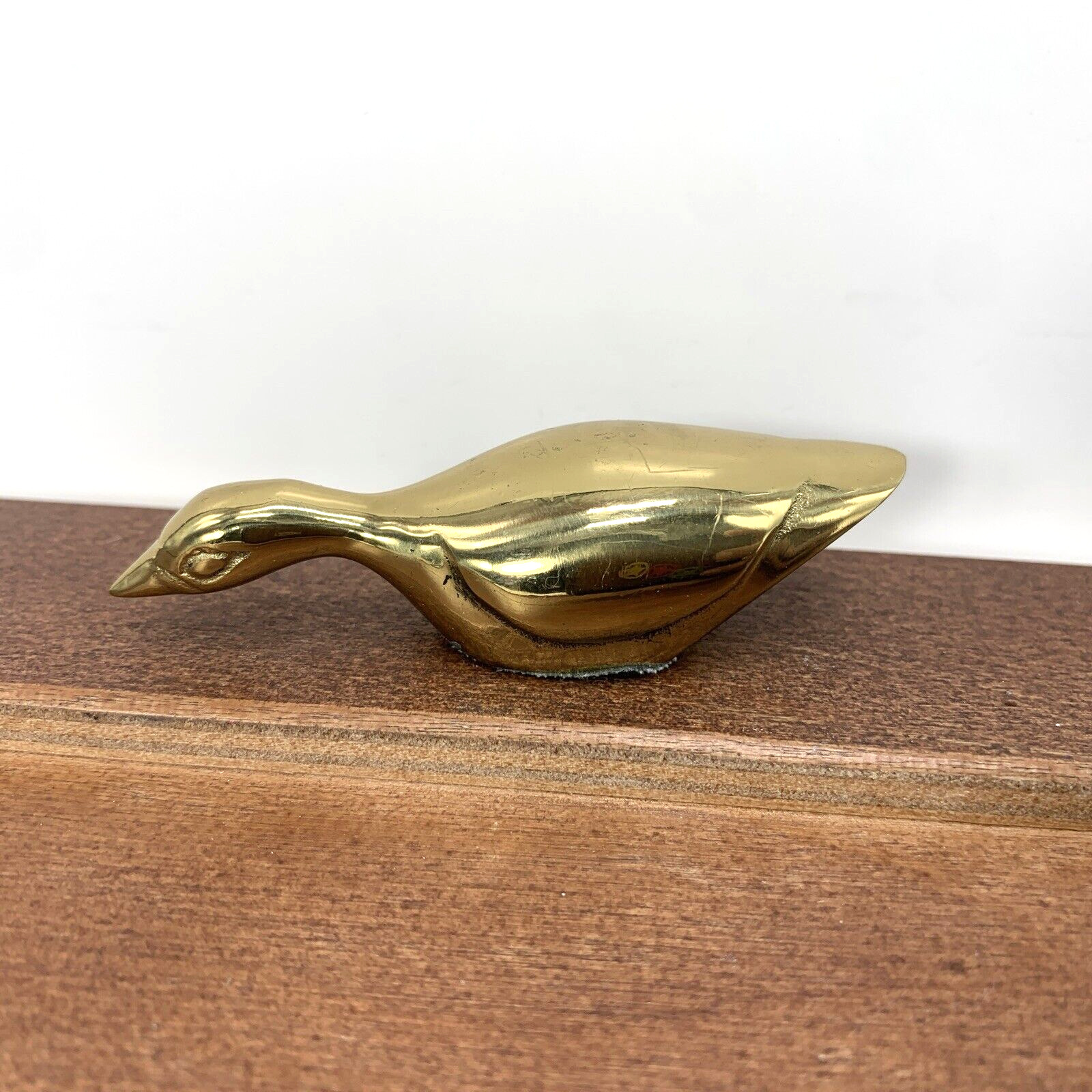 Vintage Solid Brass Metal Gold Tone Duck Mallard Bird 3