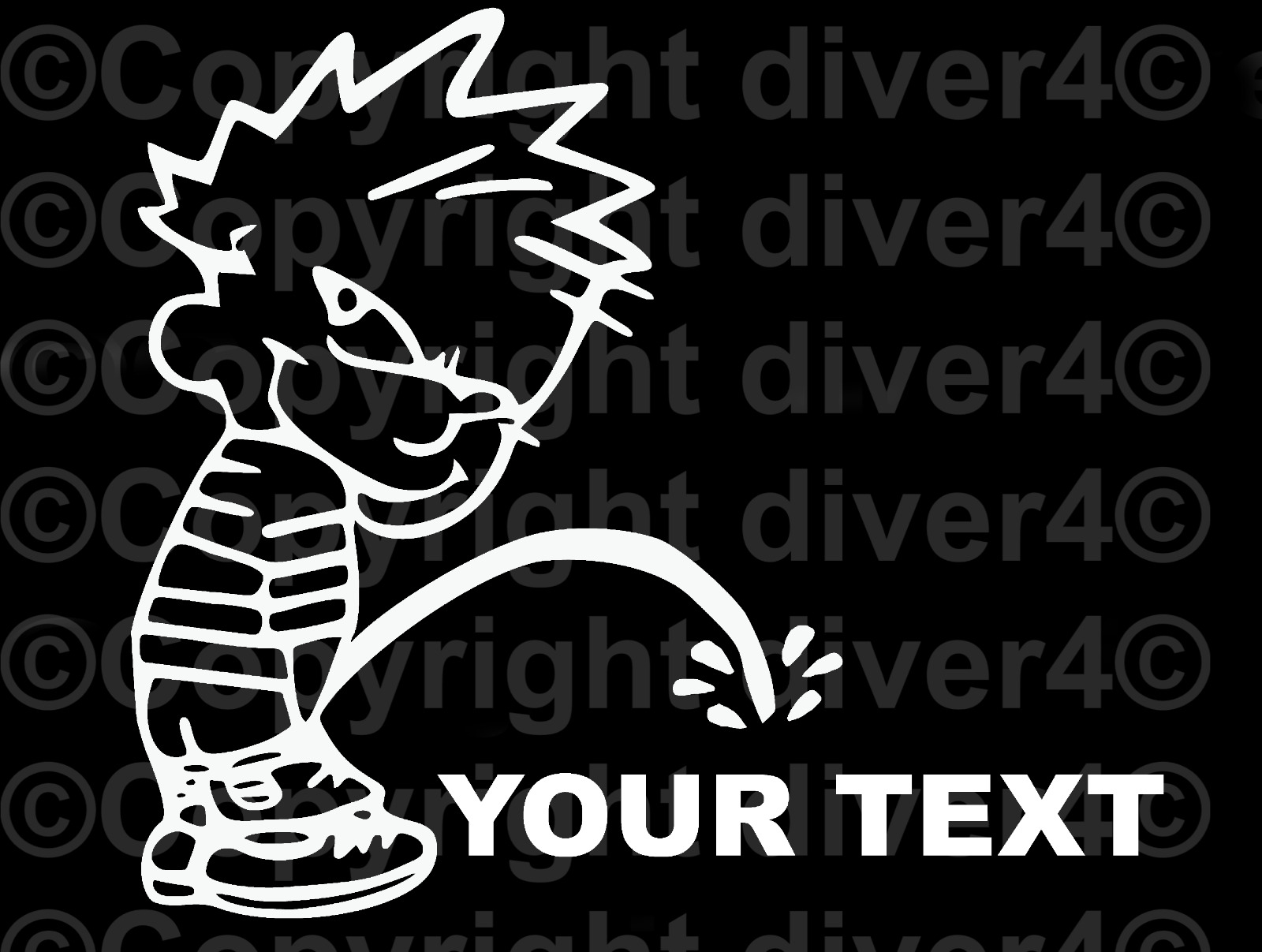 Calvin Peeing on Your Custom Text Sticker Car Window Decal US Seller
