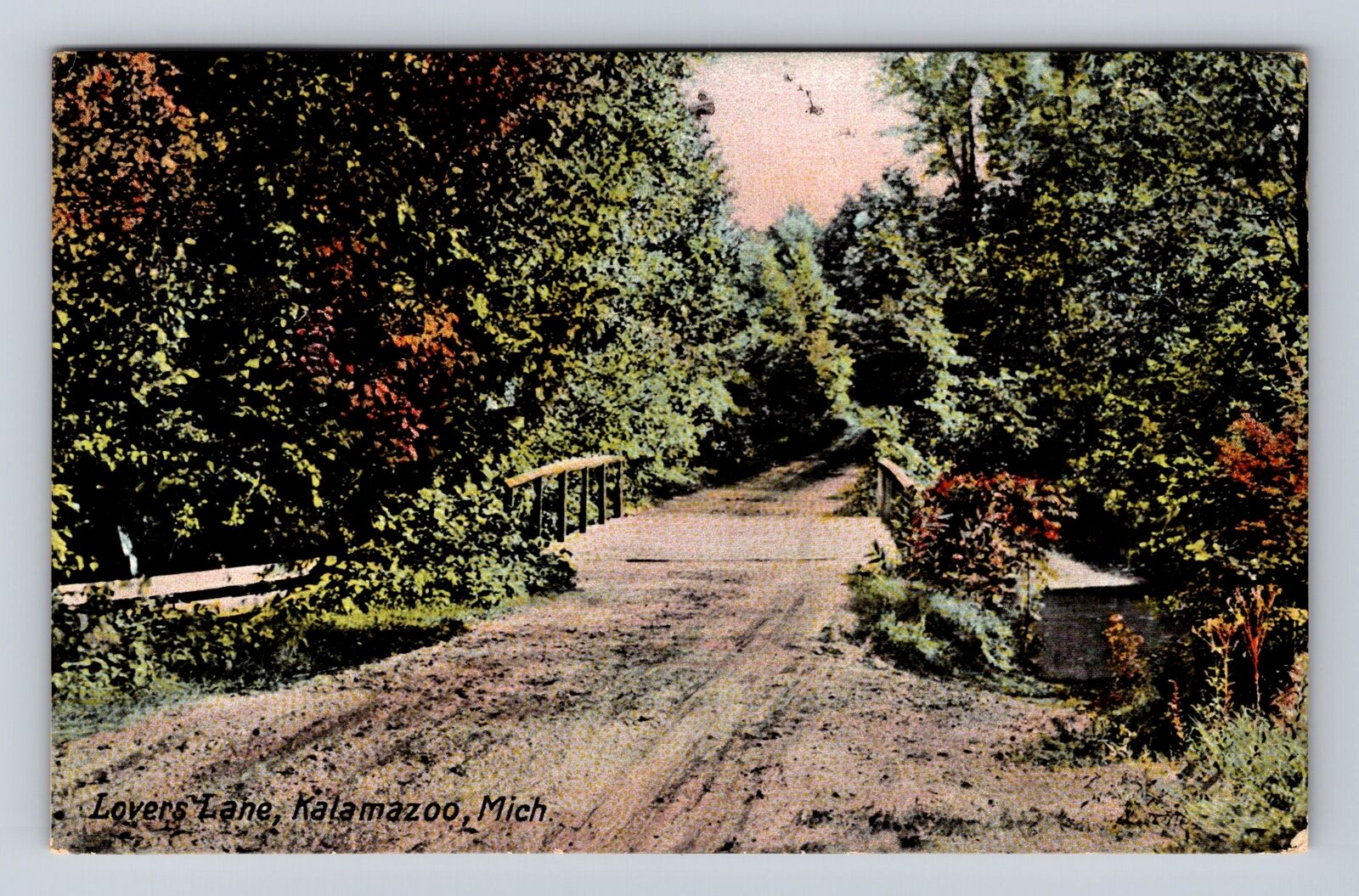 Kalamazoo MI-Michigan, Lovers Lane, Antique, Vintage c1909 Souvenir Postcard
