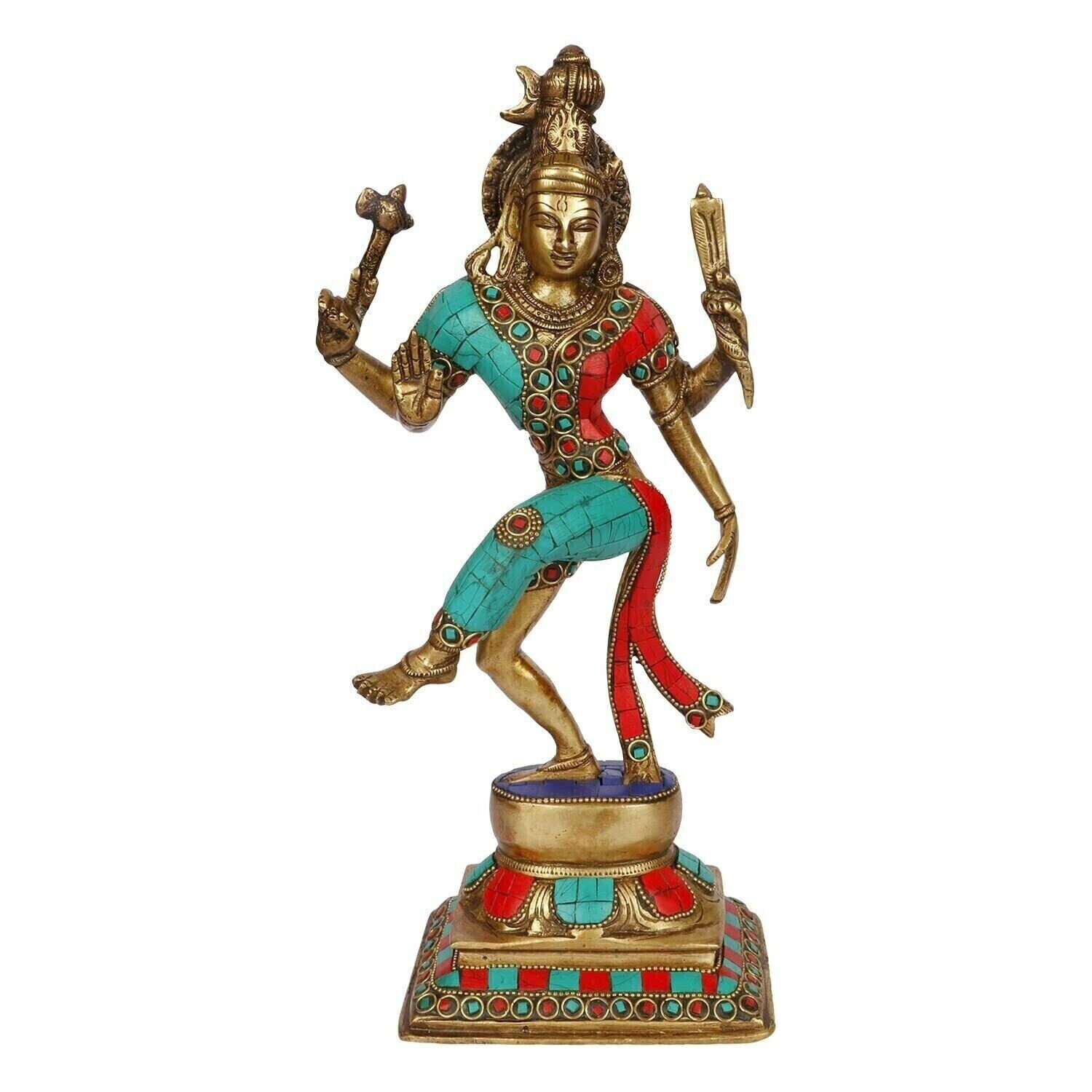 Brass Ardhanarishvara Ardhnarishwar Statue (Half Shiva & Parvati) Multicolor