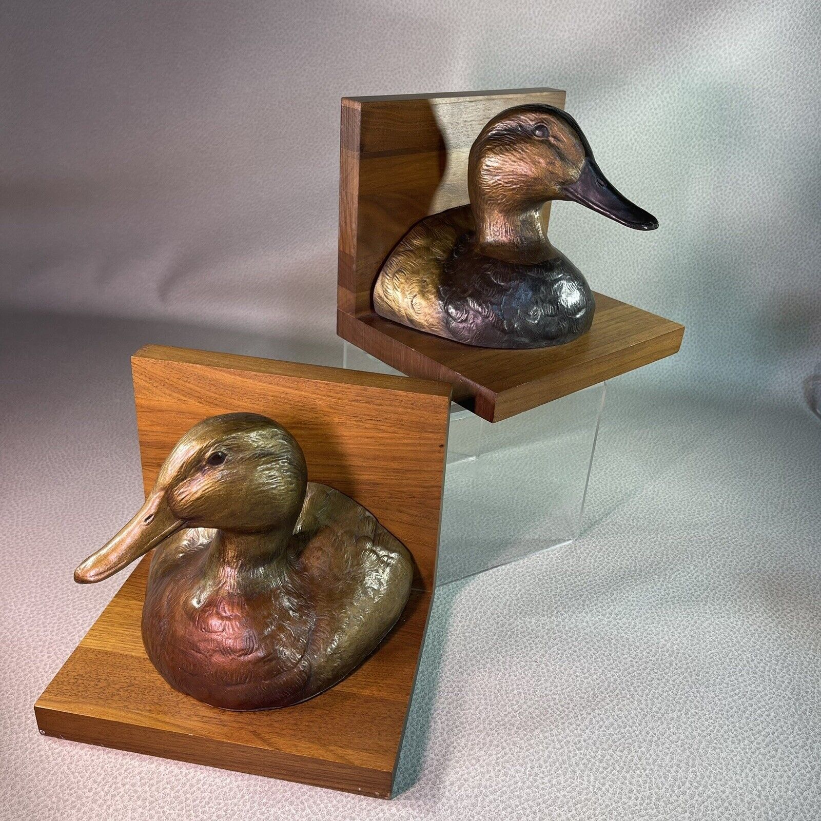 Chesapeake Reproductions Mallard Duck Couple Bookends Cold Cast In Bronze
