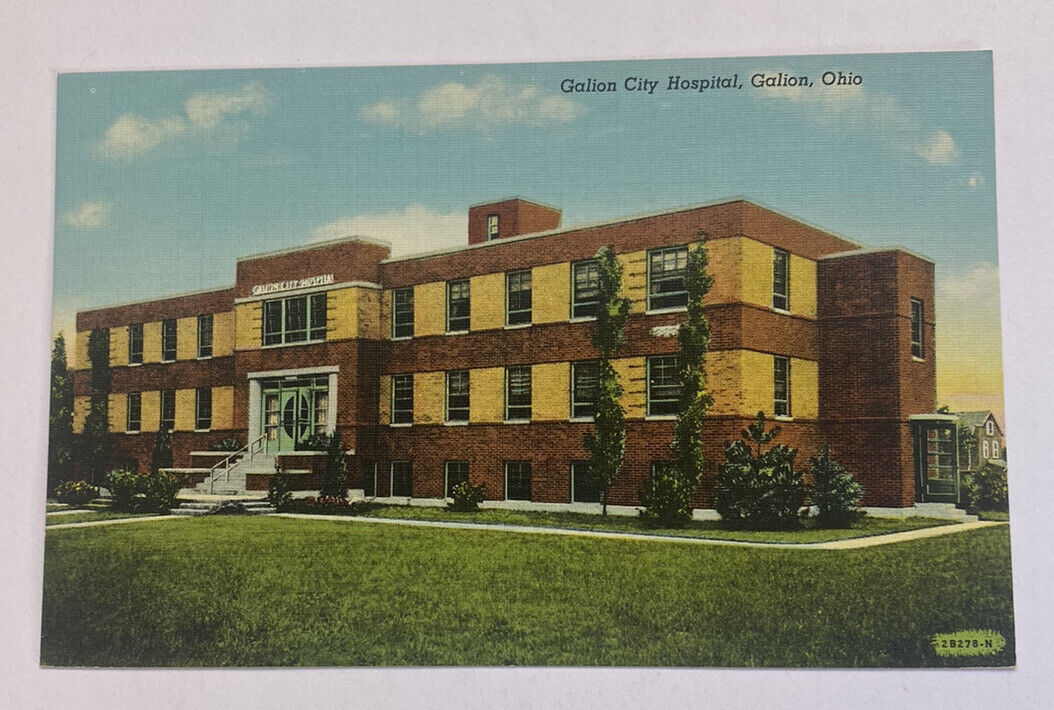 Vintage Linen Postcard ~ Galion City Hospital ~ Galion Ohio OH