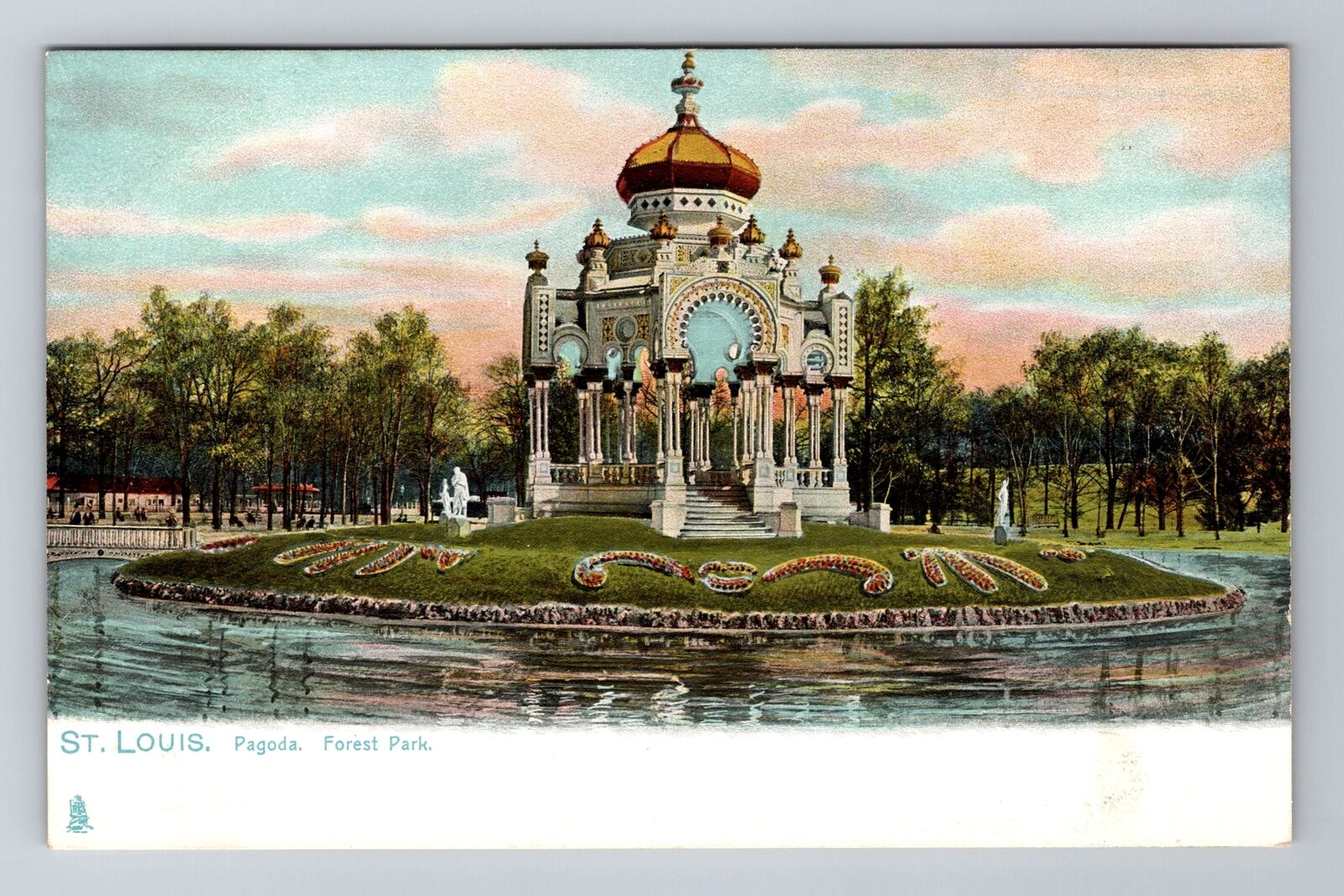 St Louis MO-Missouri, Pagoda, Forest Park, Antique, Vintage Souvenir Postcard