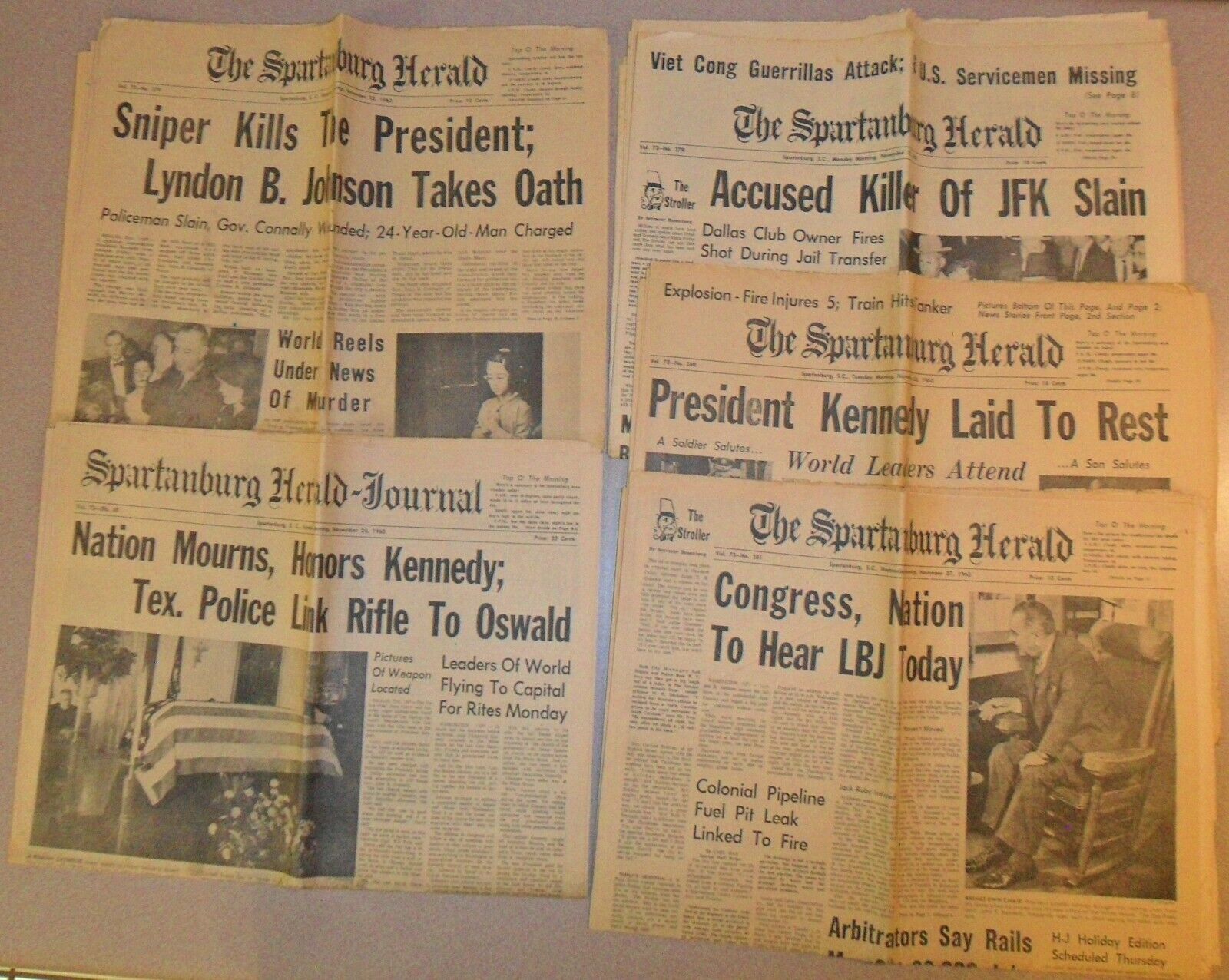 KENNEDY ASSASSINATION November 23 24 25 26 27, 1969 SPARTANBURG HERALD Newspaper