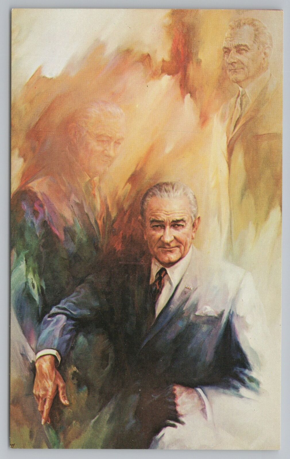 President & Patriotic~Portrait Of Lyndon B Johnson By Wayne Ingram~Vintage PC