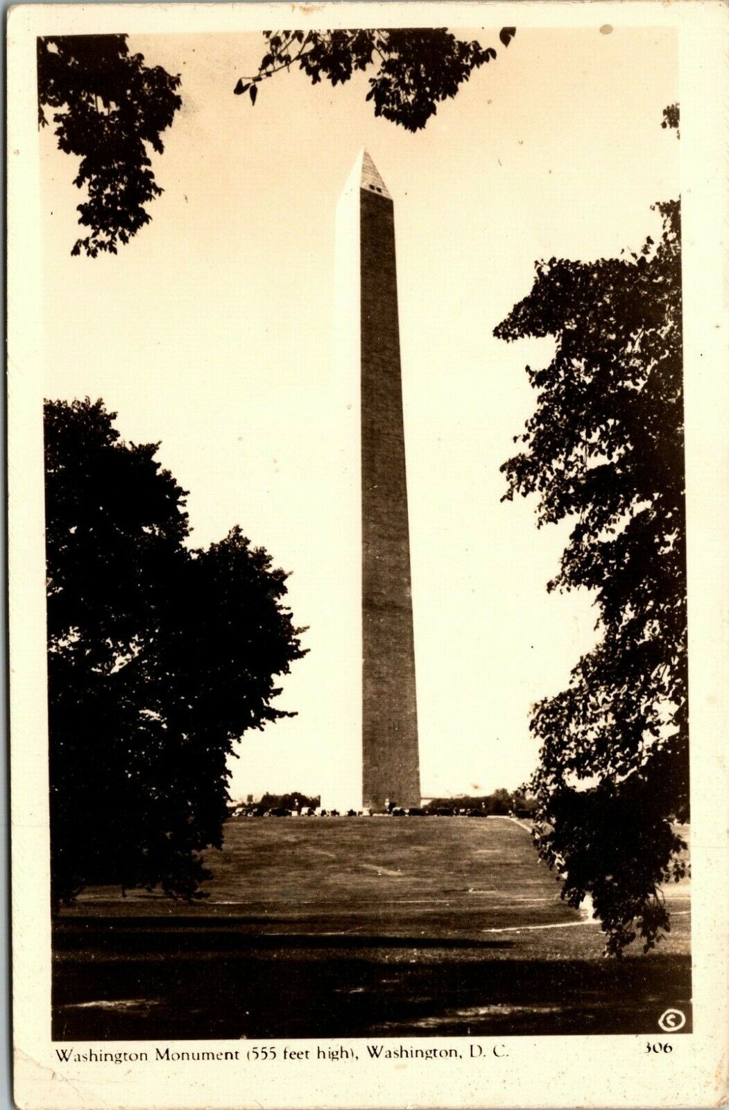 RPPC Washington Monument Washington DC ~ Mainzer Publ ~ real photo