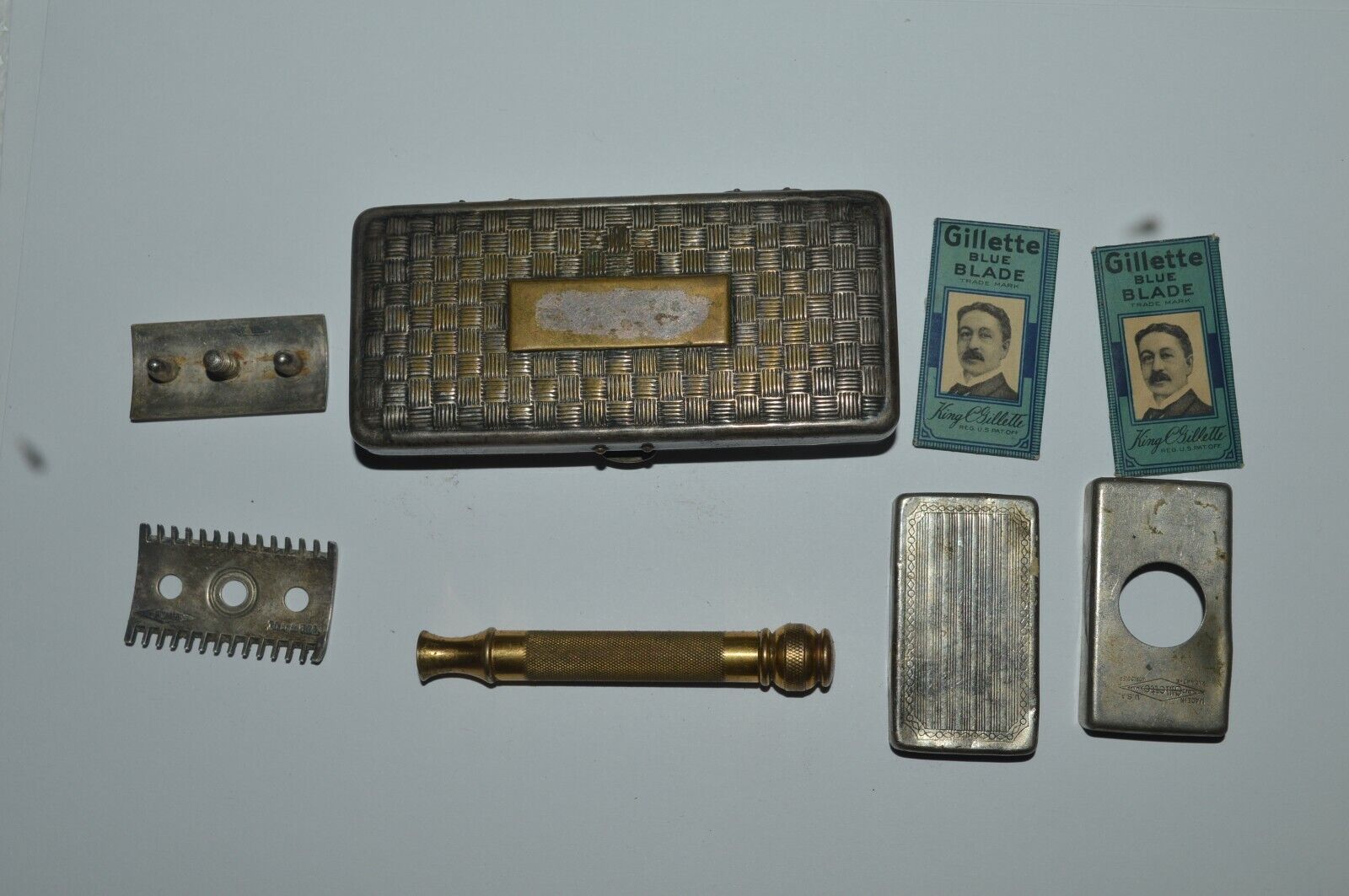 1920s Gillette Razor Comb De Safety Mismatched 3 Part Double Edge Shaver Antique