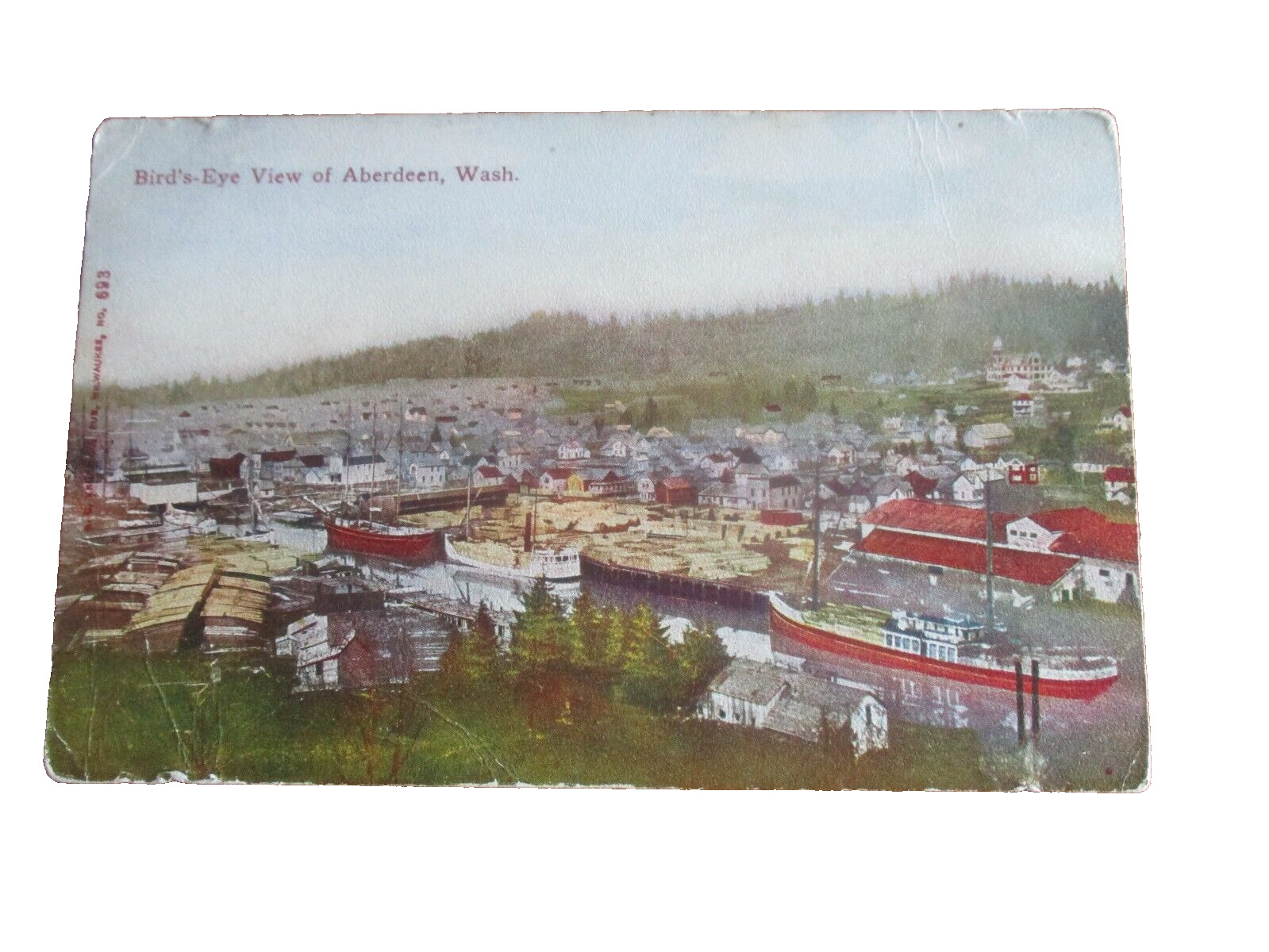 Aberdeen, Wash. Postcard Unposted Ships Loaded with Lumber