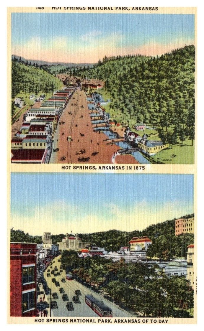 HOT SPRINGS NATIONAL PARK Arkansas AR split view linen - Postcard