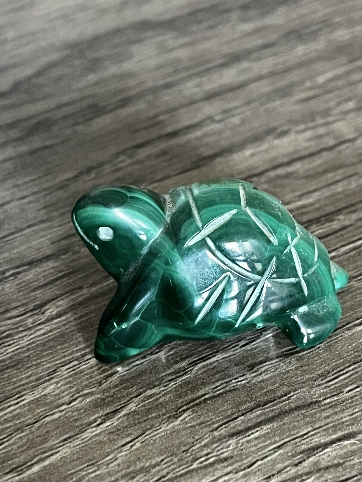 Vintage Malachite Carved Turtle 1.5x1 In. Green