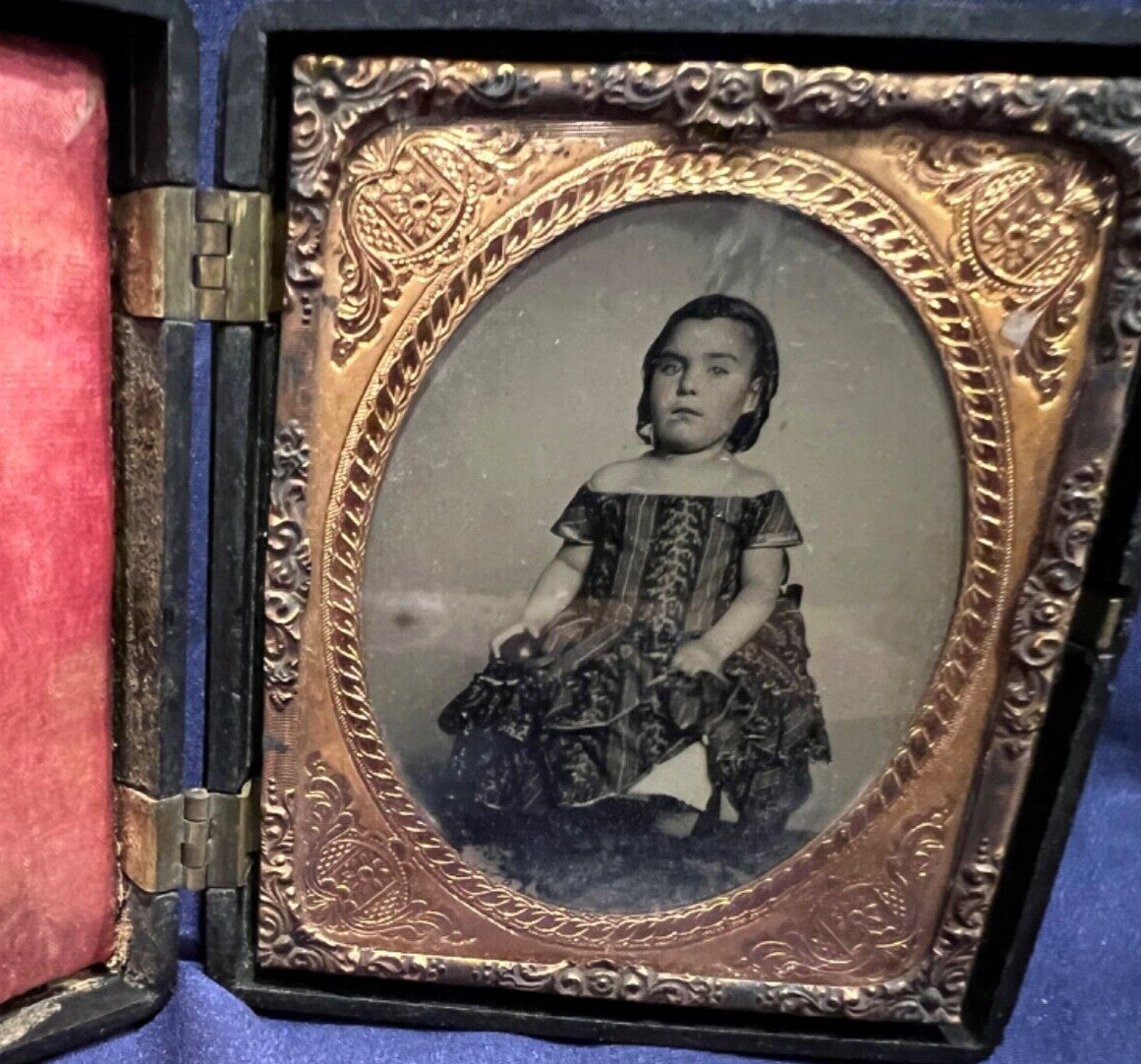 Ambrotype of young girl in a Gutta Percha case