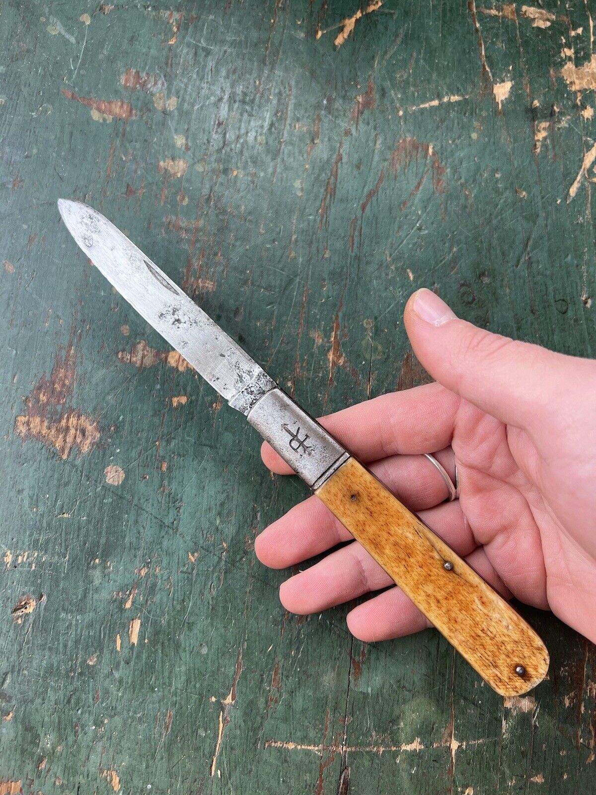 Old Vintage Antique Russell Grand Daddy Barlow Knife - Saw Cut Bone Pocket Knife