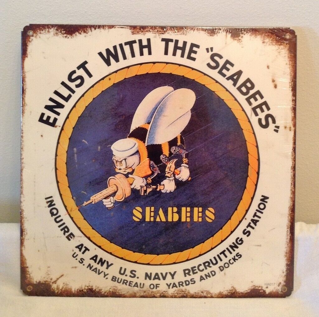 New ~ Seabees Metal Sign 11 1/2\