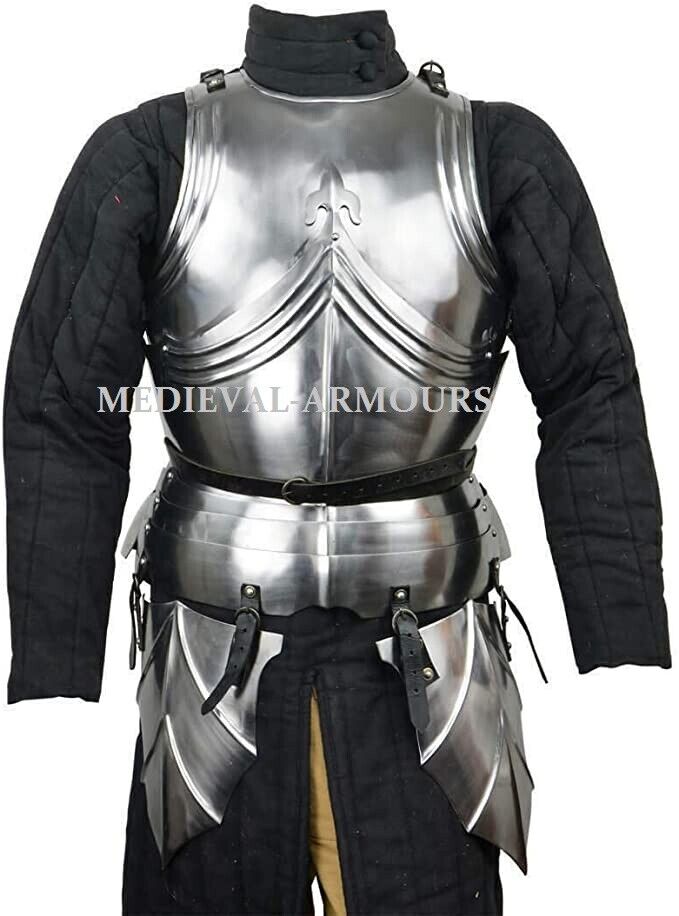 Late Medieval Gothic Armor Cuirass with Tassets Silver Larp Reenactment