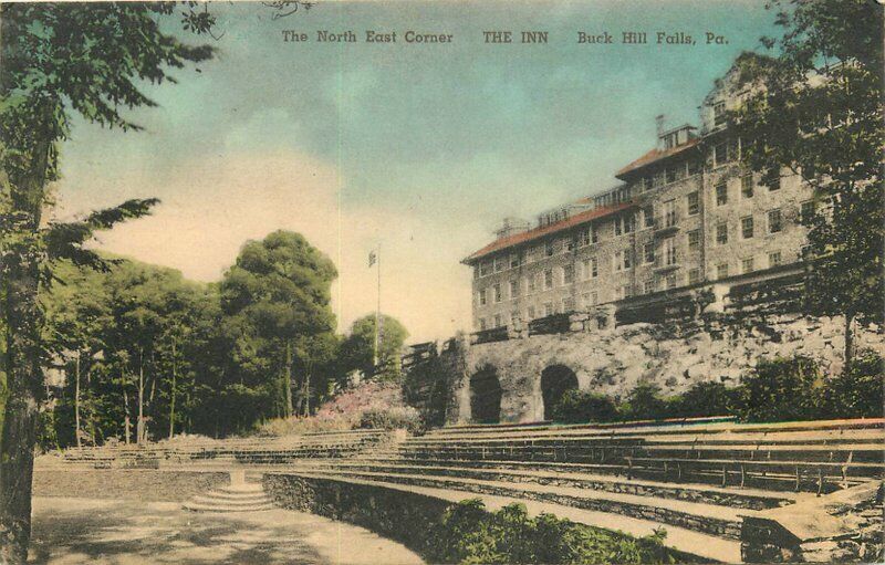Albertype Buck Hill Falls Pennsylvania The Inn 1920s Postcard hand colored 9656