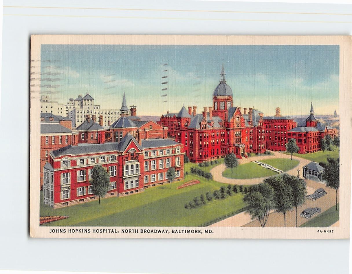 Postcard Johns Hopkins Hospital North Broadway Baltimore Maryland USA